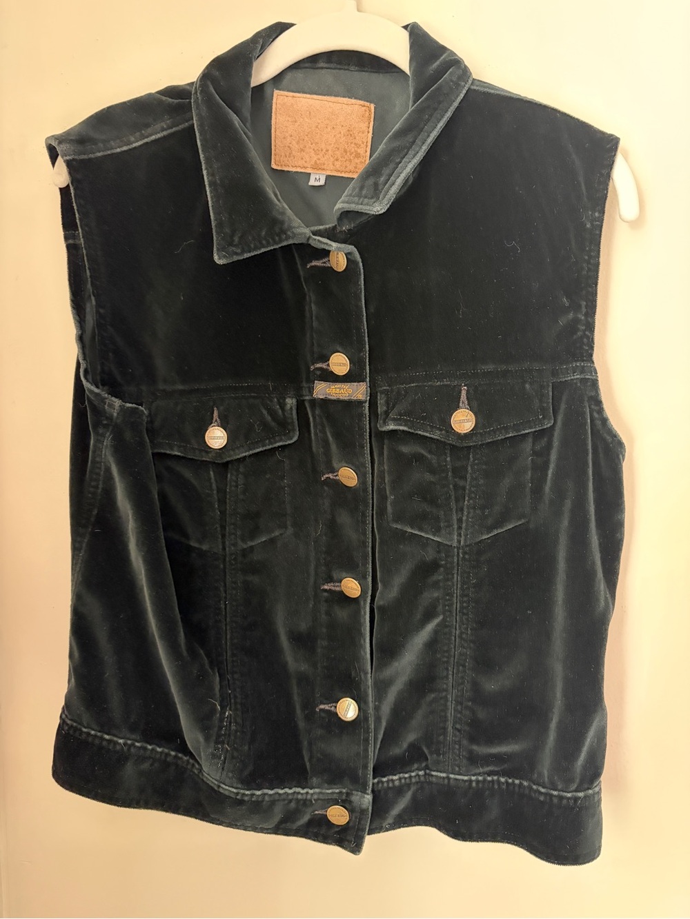 Vintage Girbaud Women’s Black Velvet Button-Front Vest Jacket